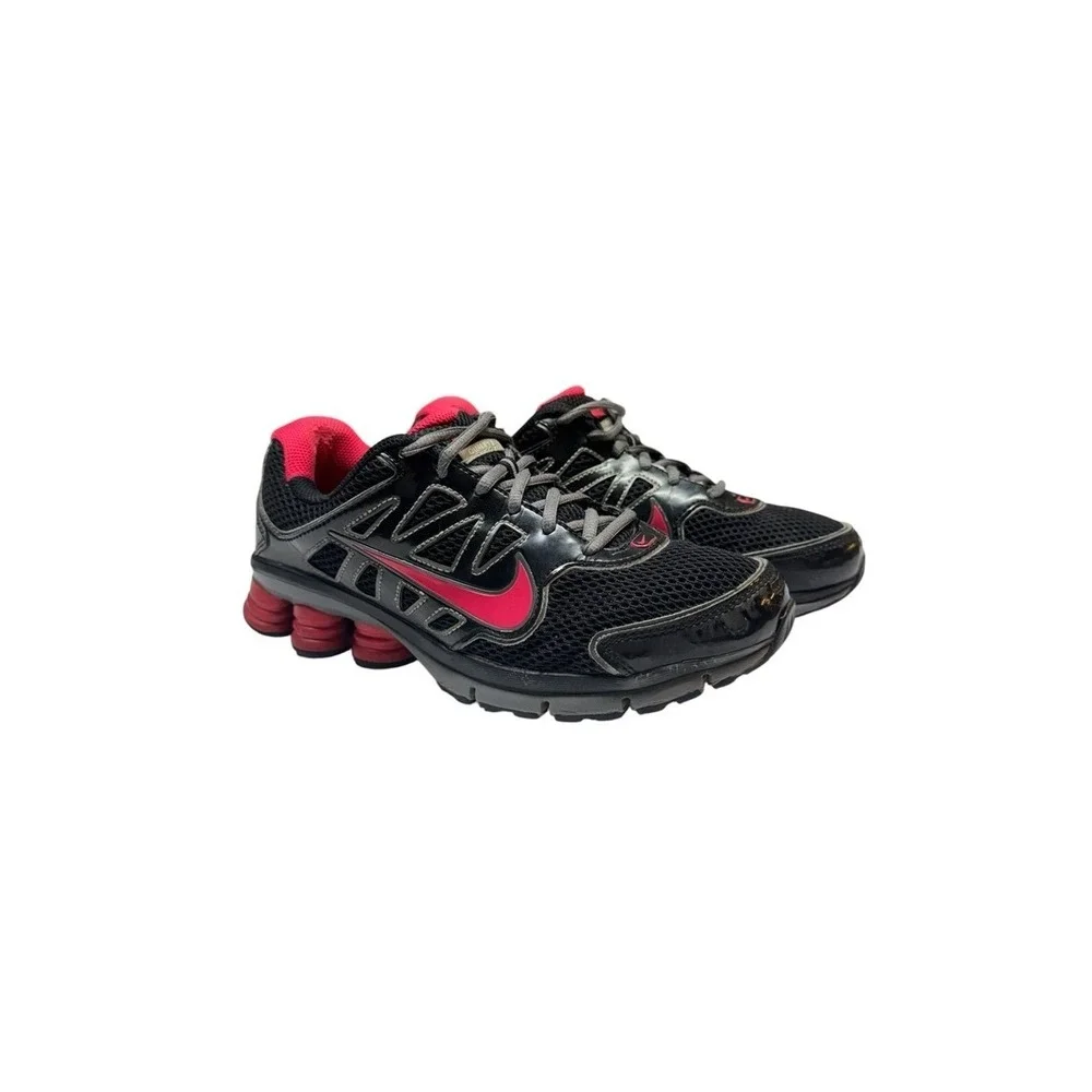 Y2K Nike Womens Qualify Plus II Shox Shoes Trainers Size 8 Red Black